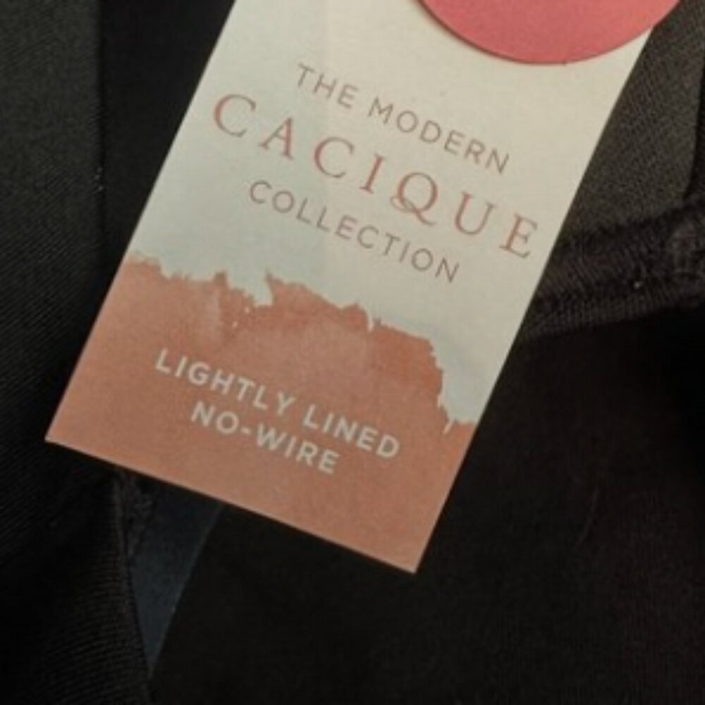 NWT Cacique Lighlty Lined Full Coverage No Wire Cotton Lace‎ Bra Navy Blue 50D - Picture 3 of 6